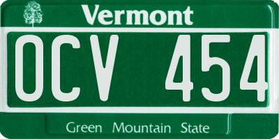 VT license plate OCV454
