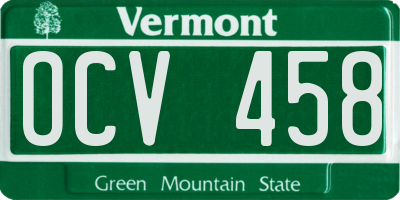 VT license plate OCV458