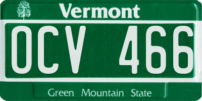 VT license plate OCV466