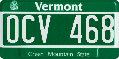 VT license plate OCV468