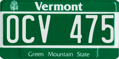VT license plate OCV475