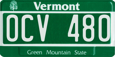 VT license plate OCV480