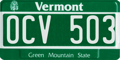 VT license plate OCV503