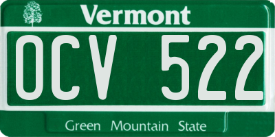 VT license plate OCV522