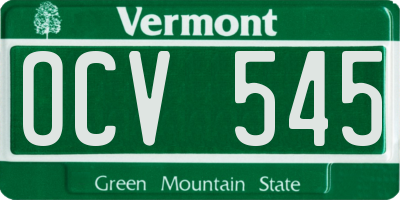 VT license plate OCV545