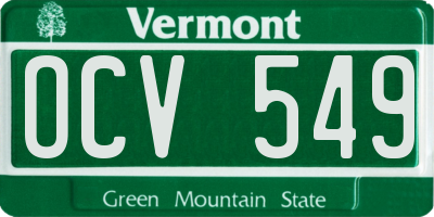 VT license plate OCV549
