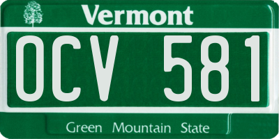 VT license plate OCV581