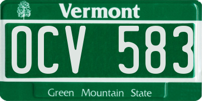 VT license plate OCV583