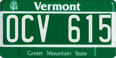 VT license plate OCV615