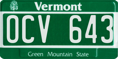 VT license plate OCV643