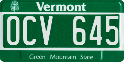VT license plate OCV645