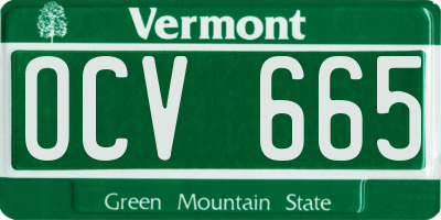 VT license plate OCV665