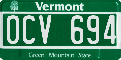 VT license plate OCV694