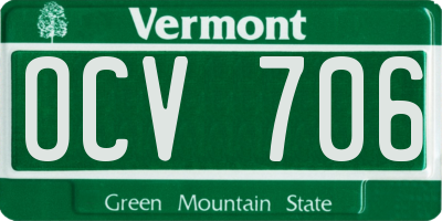 VT license plate OCV706