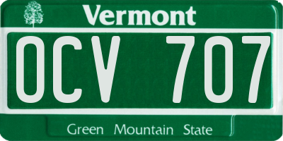 VT license plate OCV707