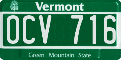 VT license plate OCV716