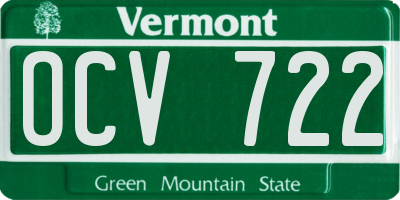 VT license plate OCV722