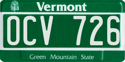 VT license plate OCV726