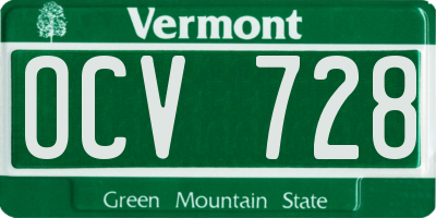 VT license plate OCV728