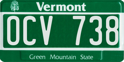 VT license plate OCV738