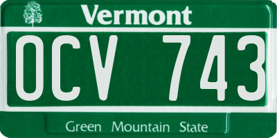 VT license plate OCV743