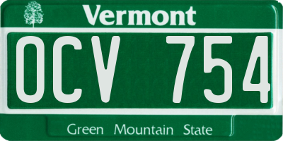 VT license plate OCV754