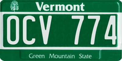 VT license plate OCV774