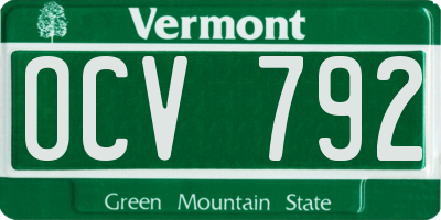 VT license plate OCV792
