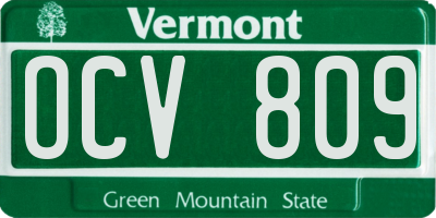 VT license plate OCV809