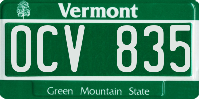 VT license plate OCV835