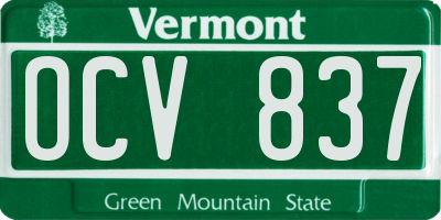 VT license plate OCV837