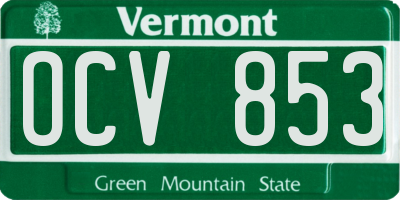 VT license plate OCV853