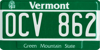 VT license plate OCV862