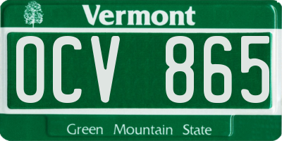 VT license plate OCV865