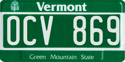 VT license plate OCV869
