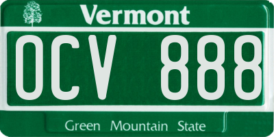 VT license plate OCV888