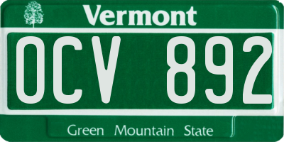 VT license plate OCV892