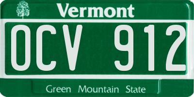 VT license plate OCV912