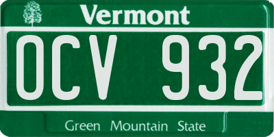 VT license plate OCV932