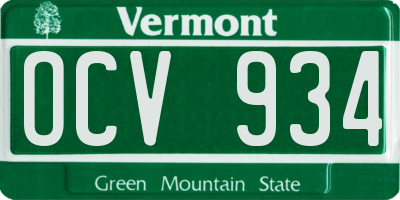 VT license plate OCV934