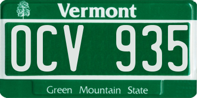 VT license plate OCV935