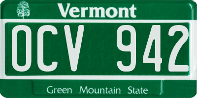 VT license plate OCV942