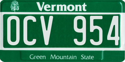 VT license plate OCV954