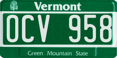 VT license plate OCV958
