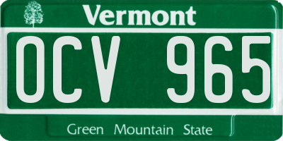 VT license plate OCV965