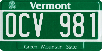 VT license plate OCV981