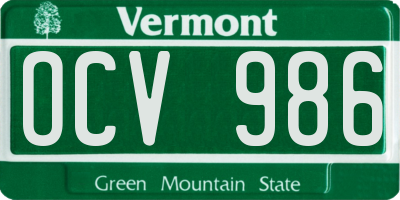 VT license plate OCV986