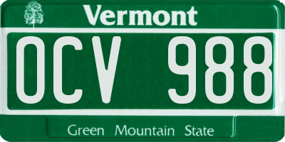 VT license plate OCV988