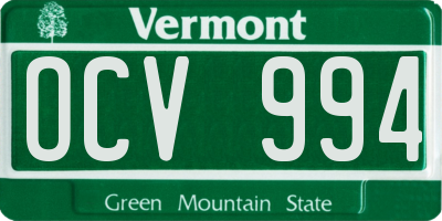 VT license plate OCV994