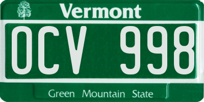 VT license plate OCV998
